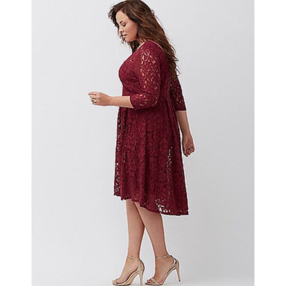 22W Lane Bryant Fit and Flare Lace Illusion Dress with High-Low Hemline - Picture 5 of 17